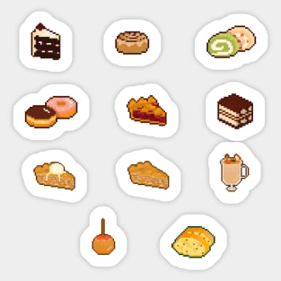 Desserts + garlic bread pixel art Sticker